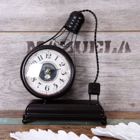 GeekGoodies Metal Desk/Shelf Clock Vintage Home Decor Bulb (Black)