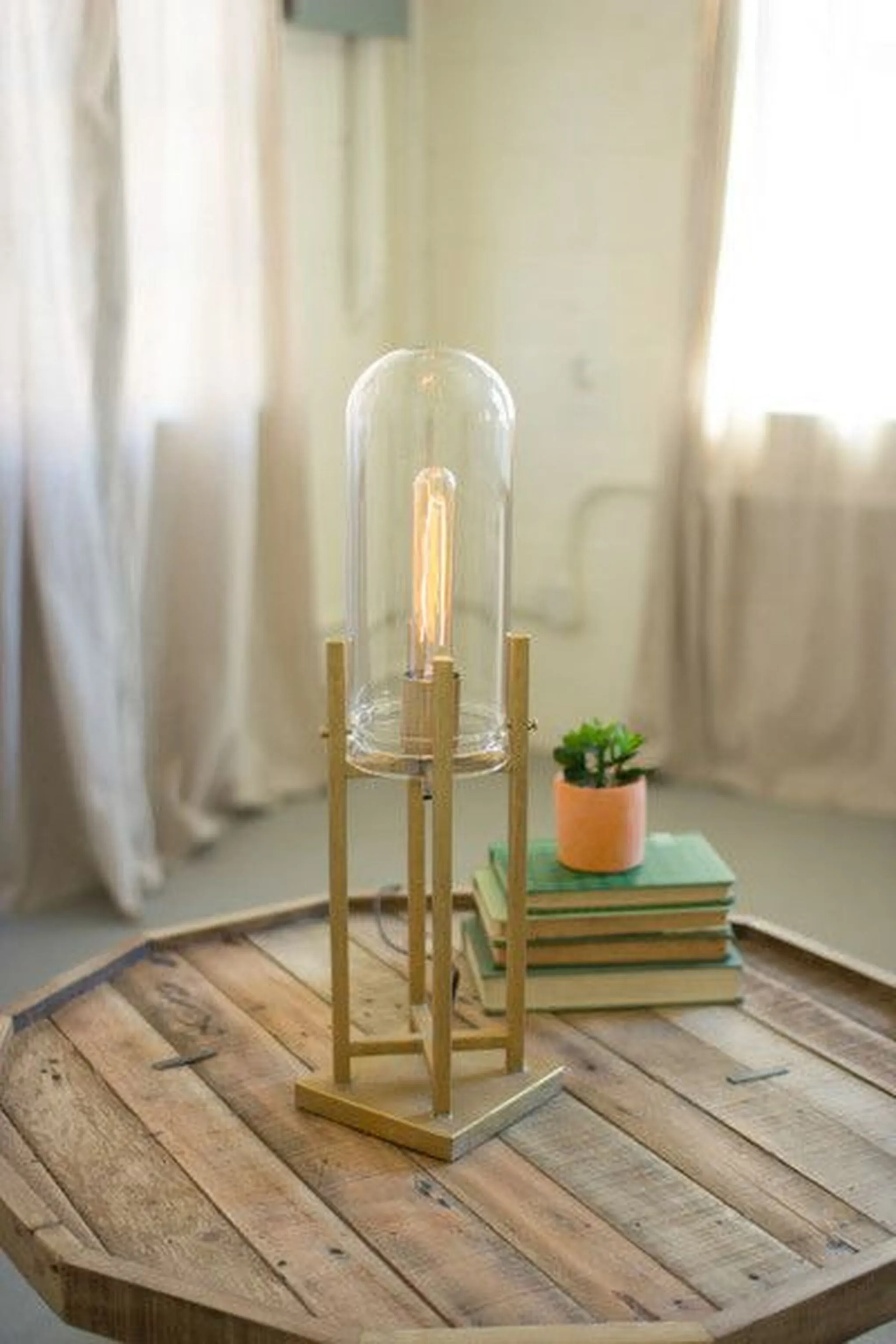 Gold Glass Dome Lamp