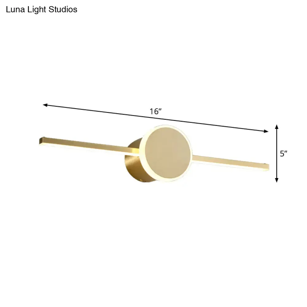 Gold Metallic LED Wall Sconce for Modern Washbasin Vanity Lighting