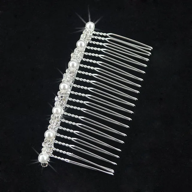 Gold Silver Color Hair Combs Bridal Pearl Crystal Bridesmaid  Wedding