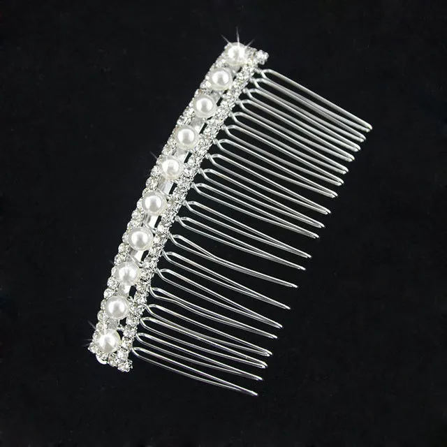 Gold Silver Color Hair Combs Bridal Pearl Crystal Bridesmaid  Wedding