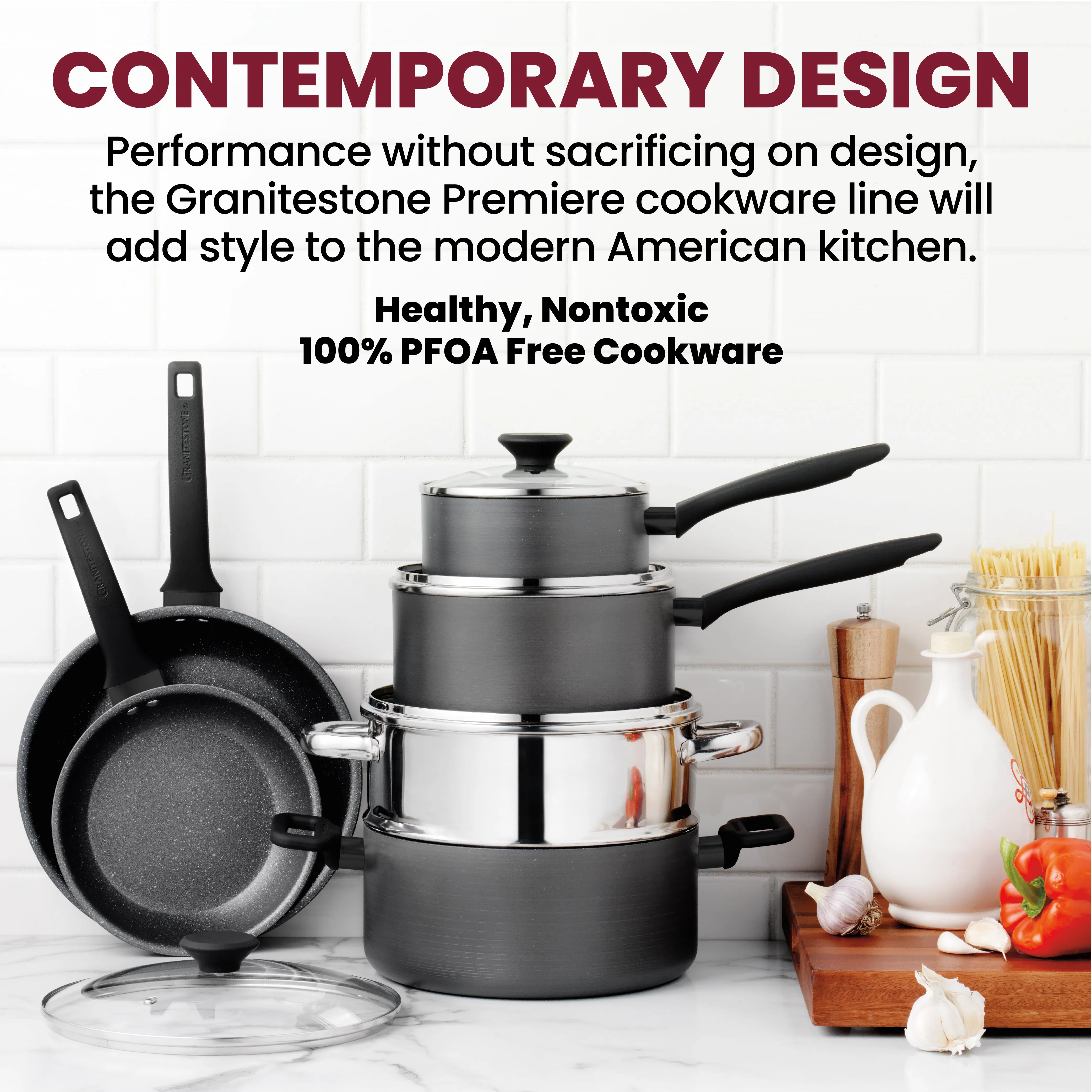 Granitestone 17-Piece Pro Premier Hard Anodized Stovetop Set with Easy Grip Handles