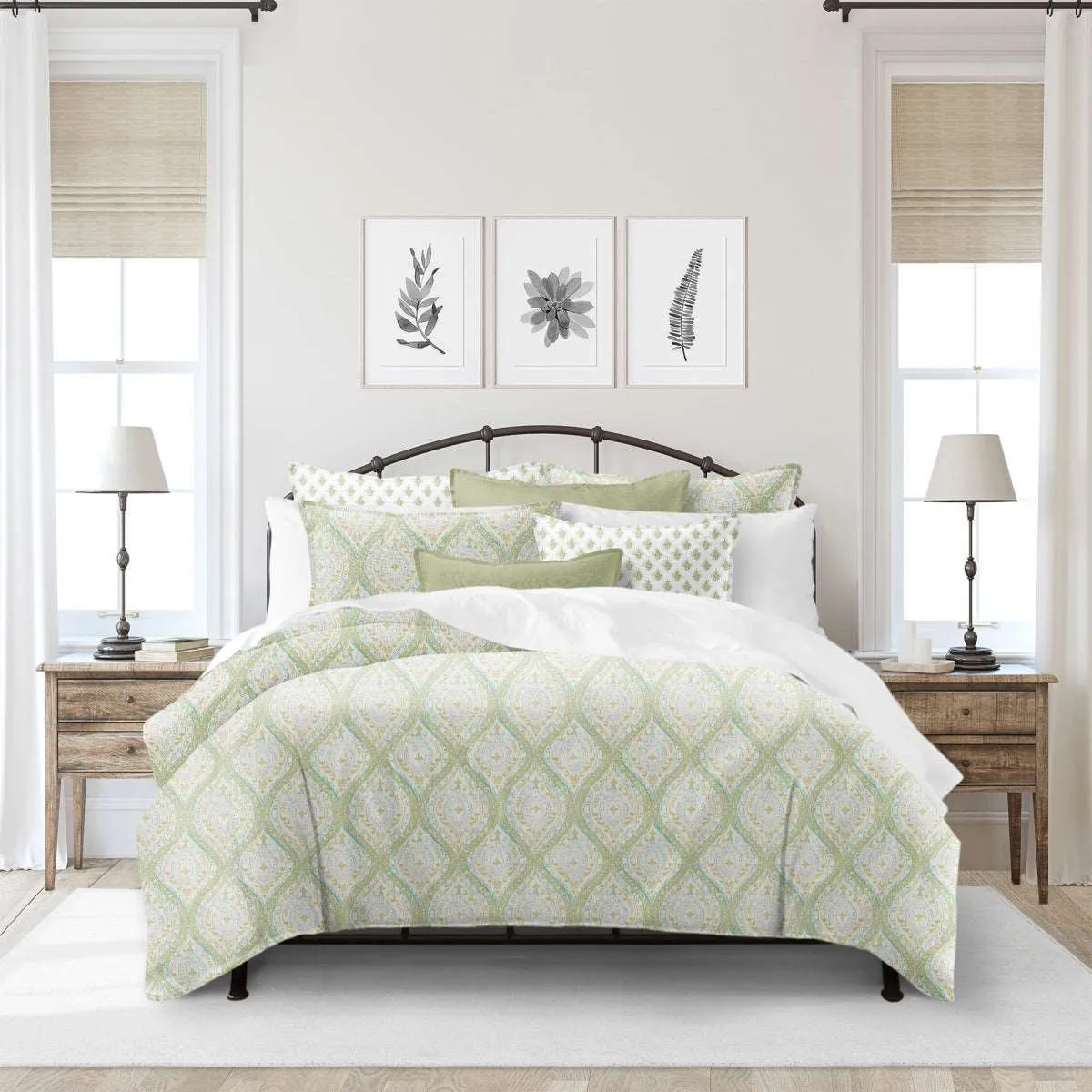 Green Tea King Size Duvet Cover & 2 Pillow Shams Set - 3 Piece