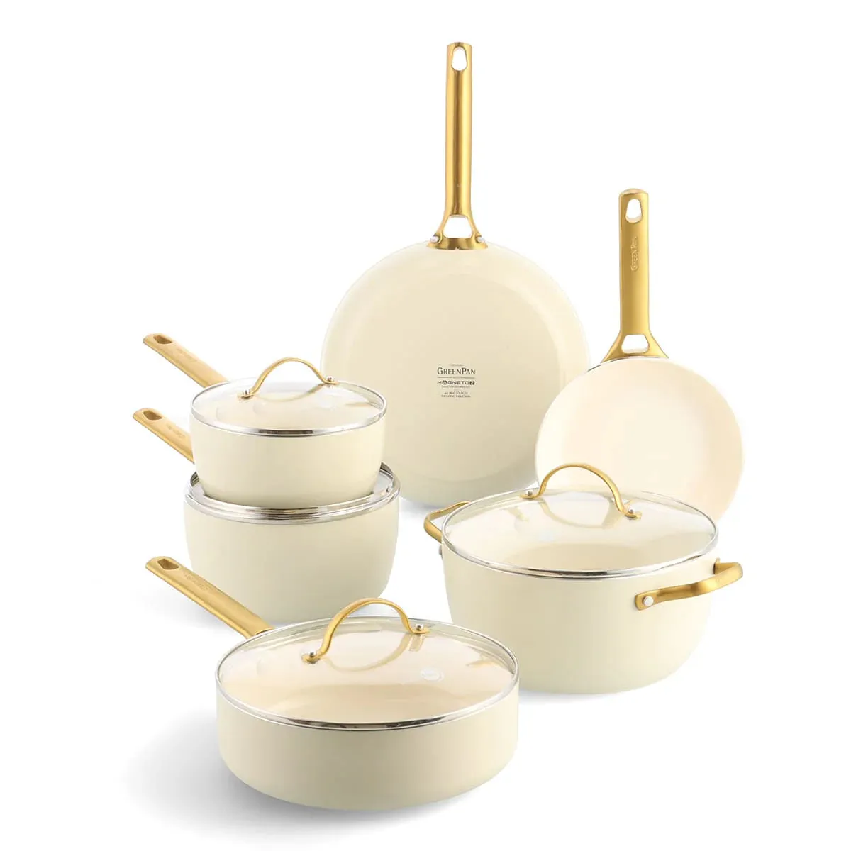 GreenPan Padova Cookware Set Cream White 6 Piece