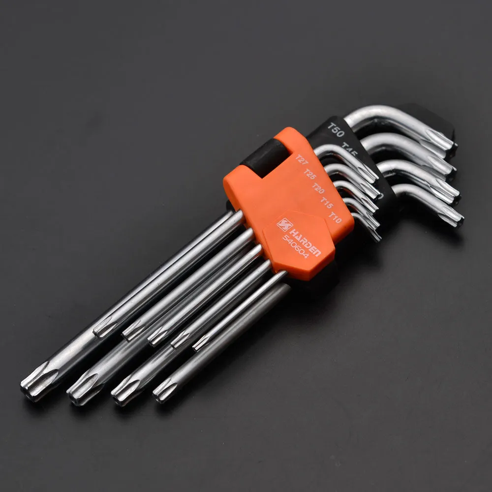 Harden 9Pcs Medium Torx Key Wrench Size T10 - T50