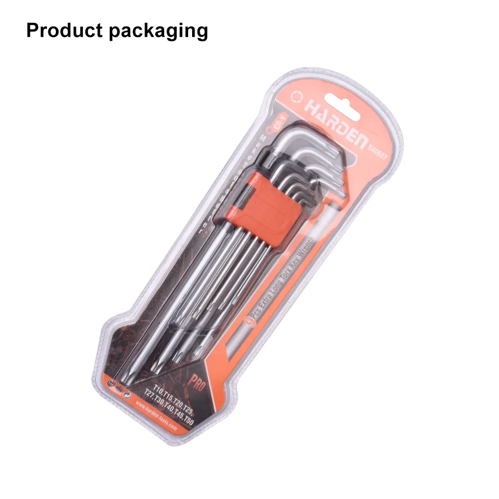 Harden 9Pcs Medium Torx Key Wrench Size T10 - T50