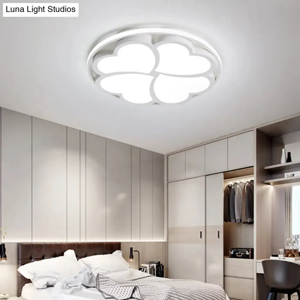 Heart-Shaped LED Flush Mount Ceiling Lamp in White Light for Bedroom