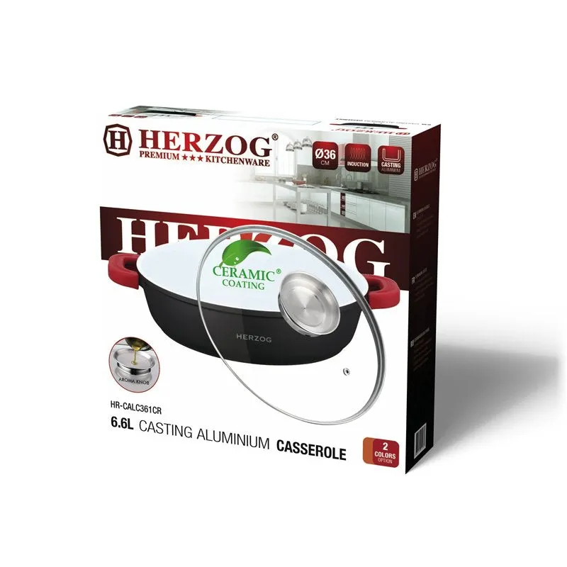 Herzog HR-CALC361CR; Aluminum Ceramic casserole 36 cm 6.6L