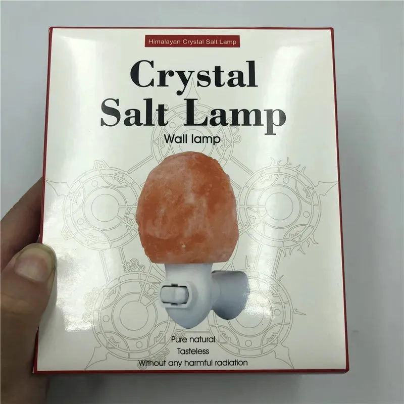 Himalayan Salt Lamp Natural Crystal Hand Carved Night Light Home Decor Air Purifying with Plug Release negative ions Warm white