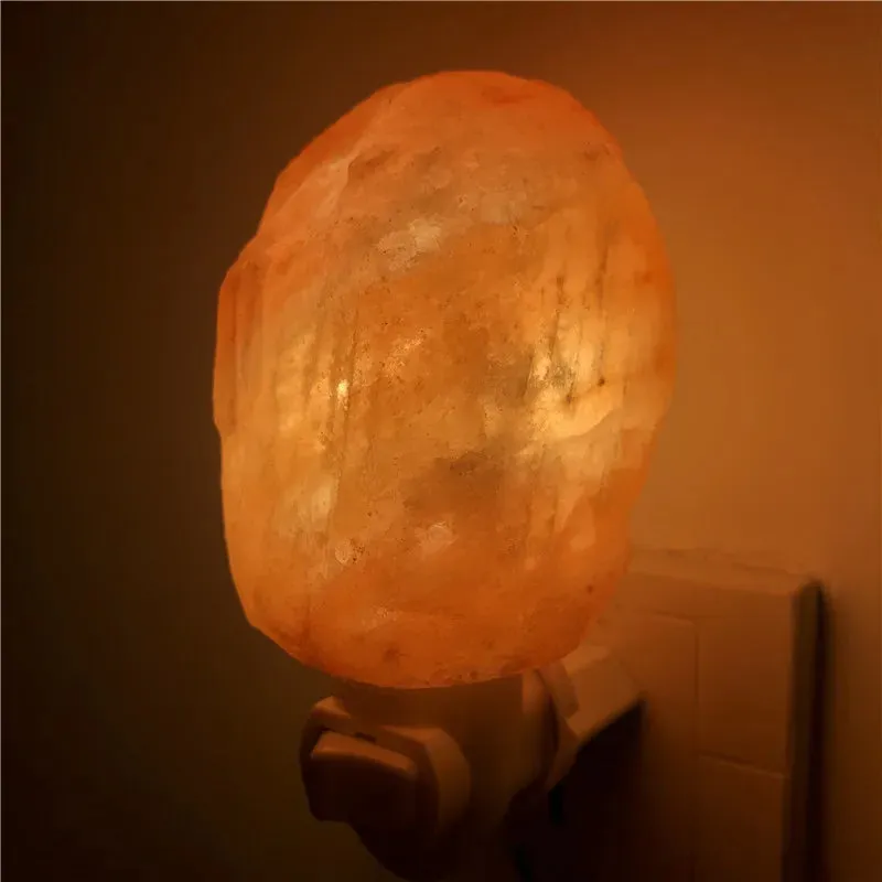 Himalayan Salt Lamp Natural Crystal Hand Carved Night Light Home Decor Air Purifying with Plug Release negative ions Warm white