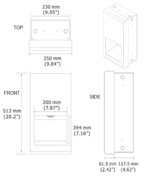 HK-JA(SR) SEMI-RECESSED Brushed Stainless Steel High Speed Hand Dryer, 110V/120V