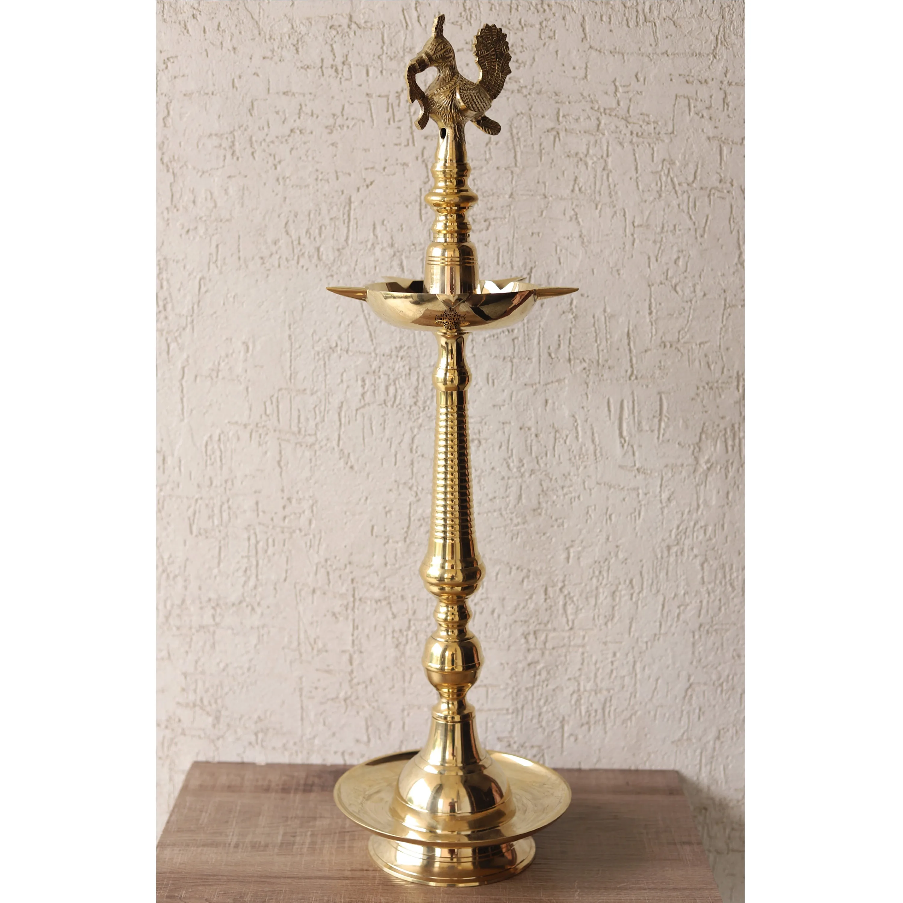 Indian Art Villa Pure Brass Stand/Pillar Diya/Deepak/Lamp/Lantern With Bird Design, Pooja, Home Decor & Diwali Gift Item