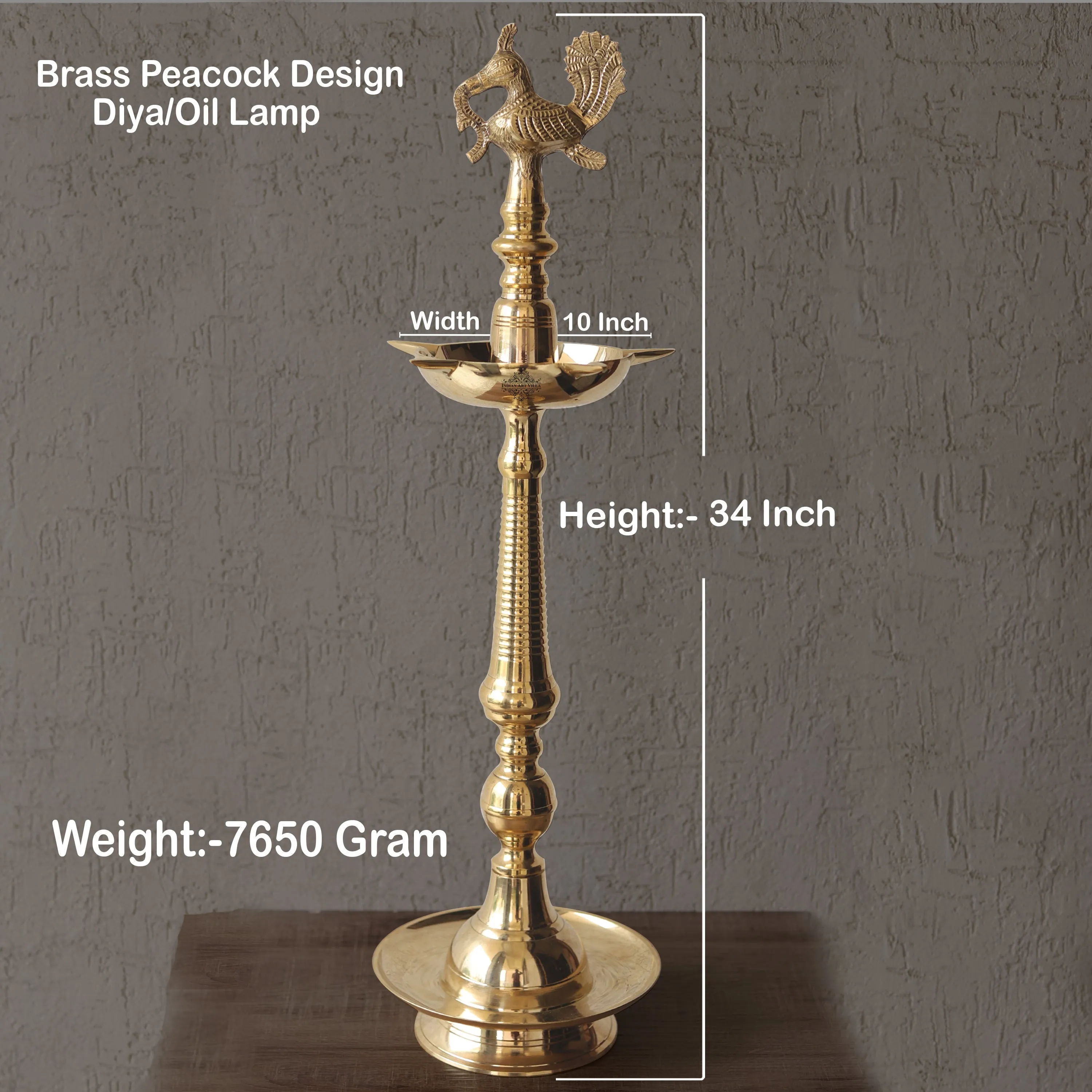 Indian Art Villa Pure Brass Stand/Pillar Diya/Deepak/Lamp/Lantern With Bird Design, Pooja, Home Decor & Diwali Gift Item