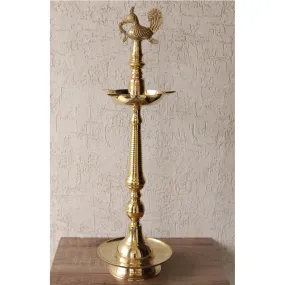 Indian Art Villa Pure Brass Stand/Pillar Diya/Deepak/Lamp/Lantern With Bird Design, Pooja, Home Decor & Diwali Gift Item