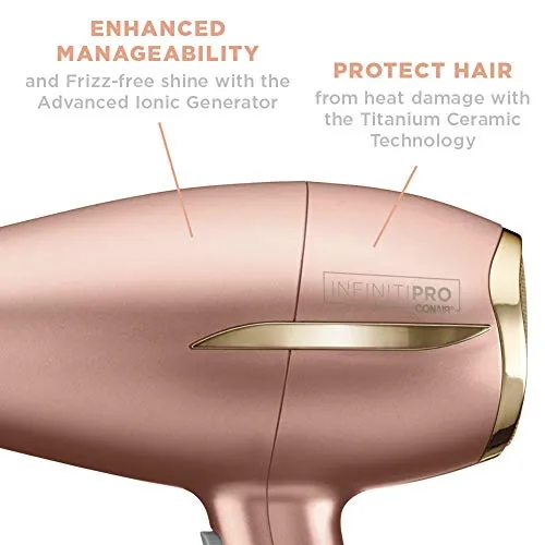 INFINITIPRO BY CONAIR Frizz Free Compact Hair Dryer ~ 2x the Shine - 3x the Frizz Control