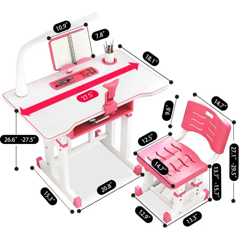 Interactive Kids Adjustable Large Study Desk And Chair Set