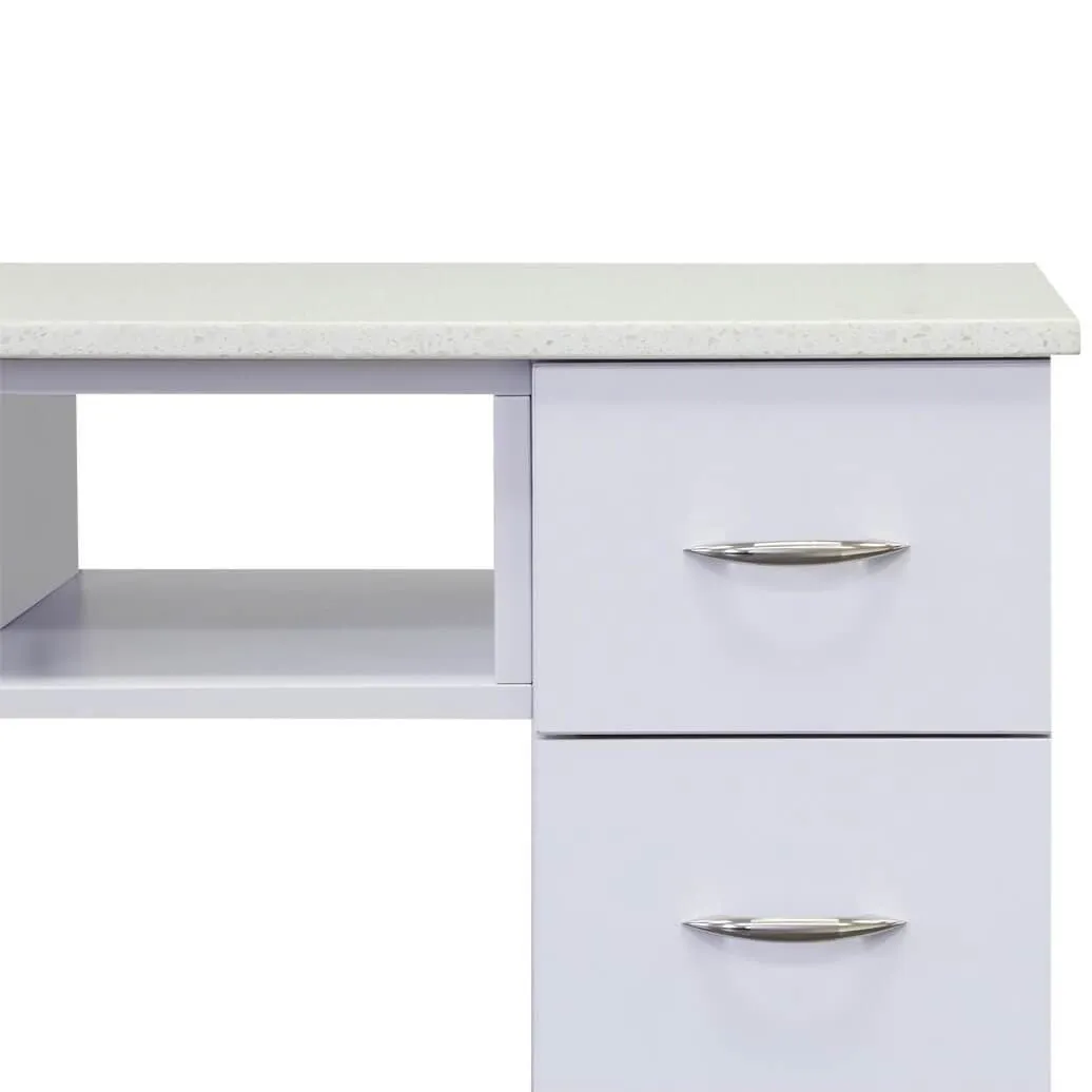 J&A Manicure Nail Table - Single White Granite Top