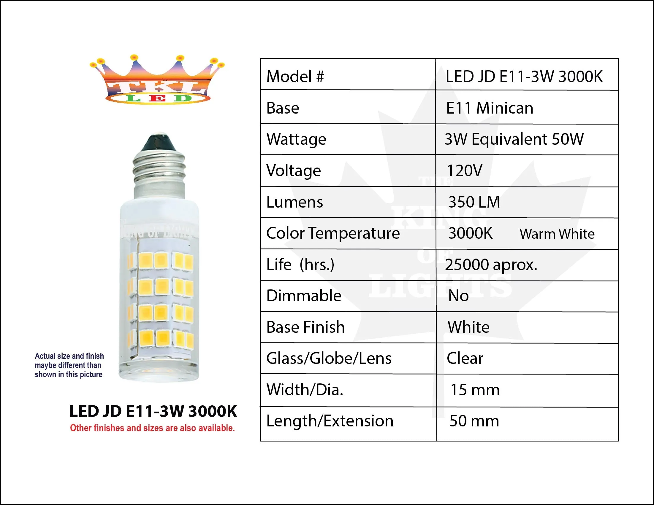 JD E11-3W-LED-3000K