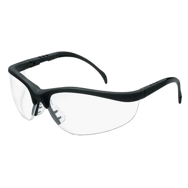 KD110 MCR Safety Klondike KD1 Series Safety Glasses, Clear Lens, Black Frame