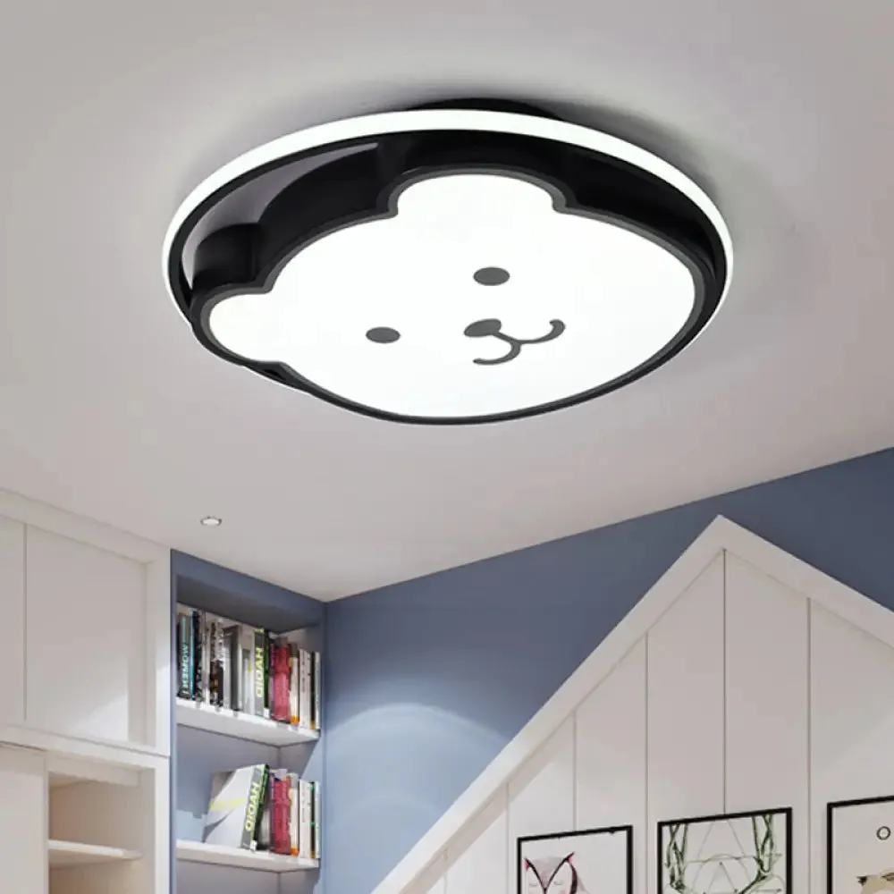 Kids Bedroom Bear Cartoon Acrylic LED Gray/Black Ceiling Fixture – Flush Mount Lighting