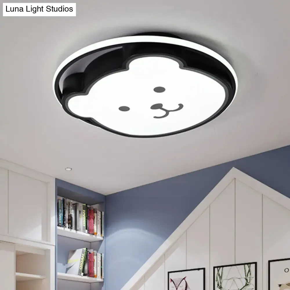 Kids Bedroom Bear Cartoon Acrylic LED Gray/Black Ceiling Fixture – Flush Mount Lighting