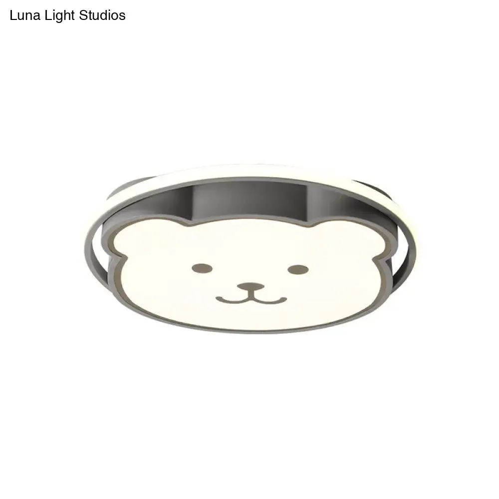 Kids Bedroom Bear Cartoon Acrylic LED Gray/Black Ceiling Fixture – Flush Mount Lighting