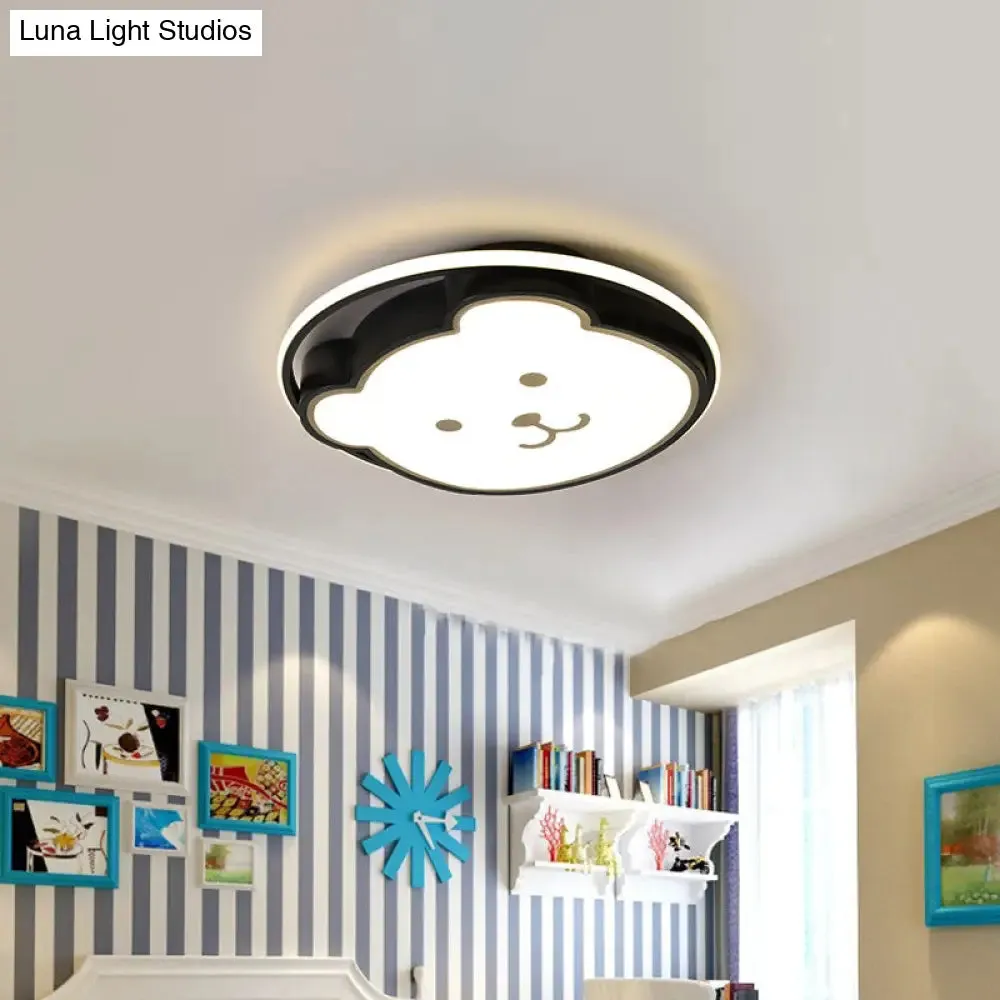 Kids Bedroom Bear Cartoon Acrylic LED Gray/Black Ceiling Fixture – Flush Mount Lighting