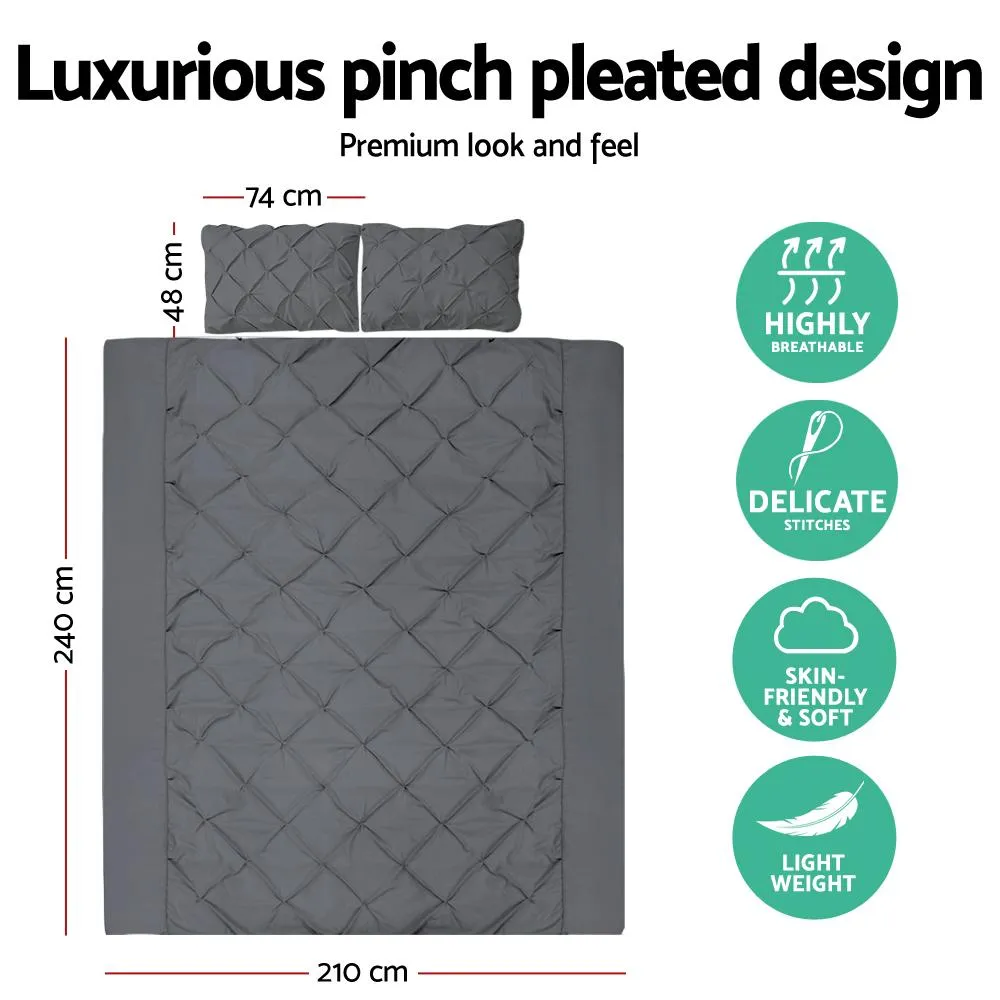 King Size Quilt Cover Set - Charcoal