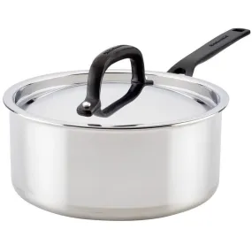 Kitchen Aid 5-ply Clad Stainless Steel Saucepan w/ Lid, 3Qt.