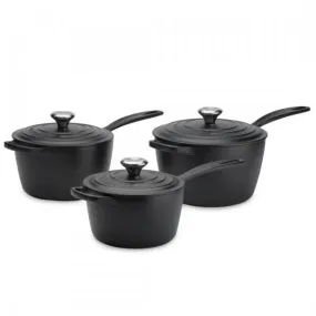 Le Creuset Signature Cast Iron 3-piece Saucepan Set Satin Black