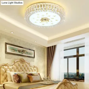 LED Crystal Flush Mount Fixture with Gold Finish for Modern Bedroom