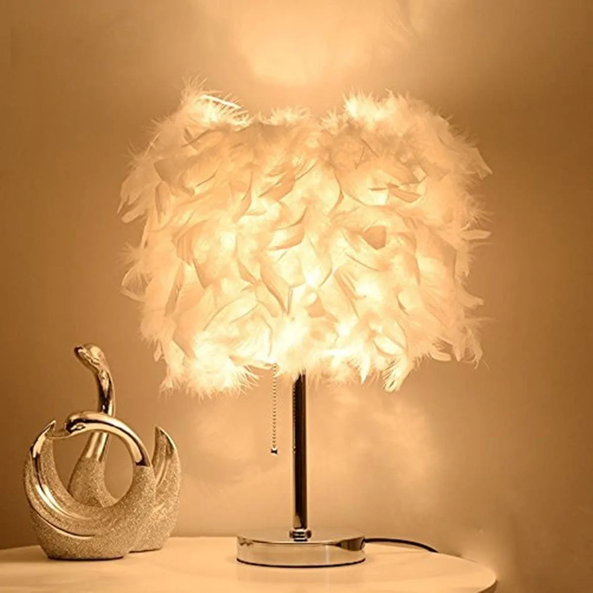 LED Feather Table Lamp With LED Bulb