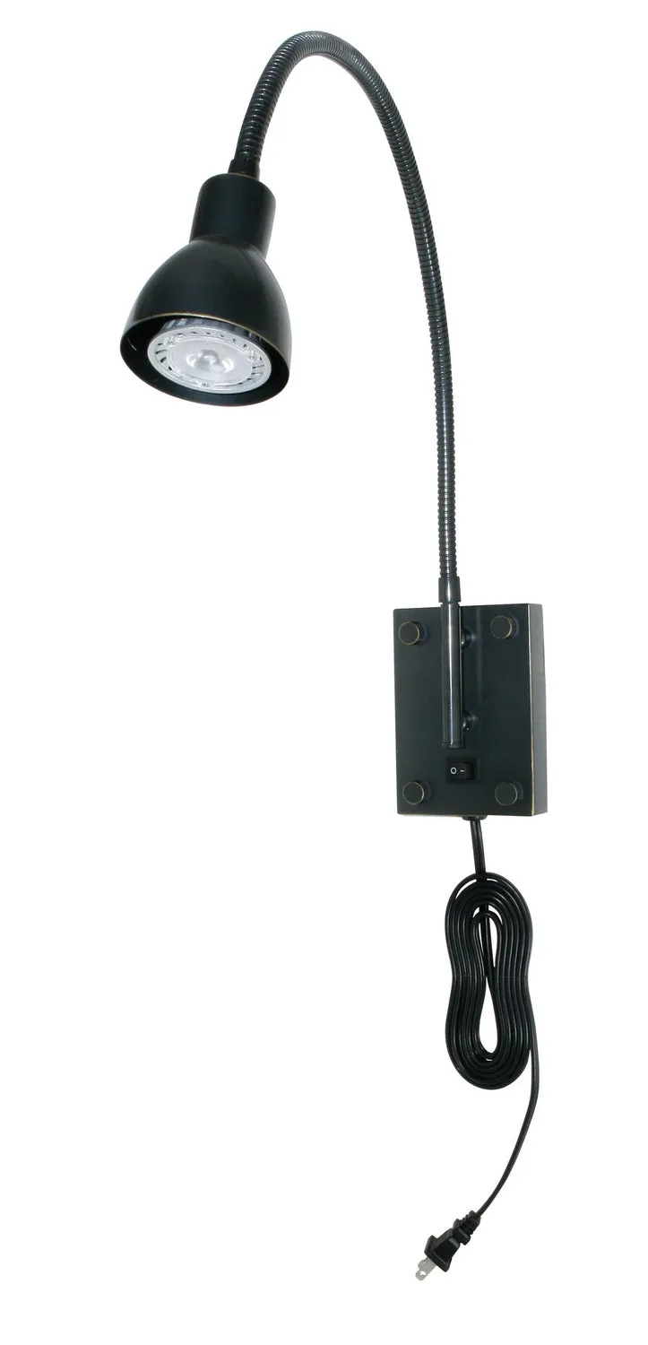 LED Gooseneck 1-Light Wall Lamp in Dark Bronze