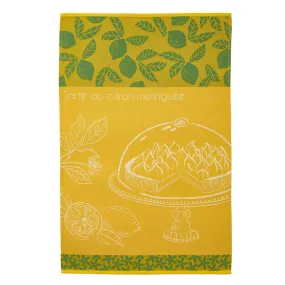 Lemon Meringue Pie (Tarte au Citron Meringuee) French Jacquard Cotton Dish Towel by Coucke