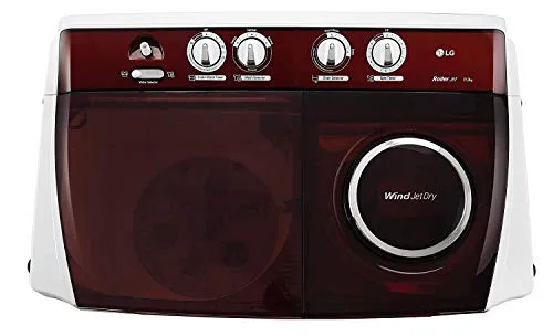 LG 11 kg 5 Star Semi-Automatic Top Loading Washing Machine (P1145SRAZ, Burgundy, Punch   3)