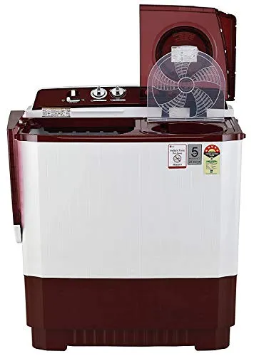 LG 11 kg 5 Star Semi-Automatic Top Loading Washing Machine (P1145SRAZ, Burgundy, Punch   3)