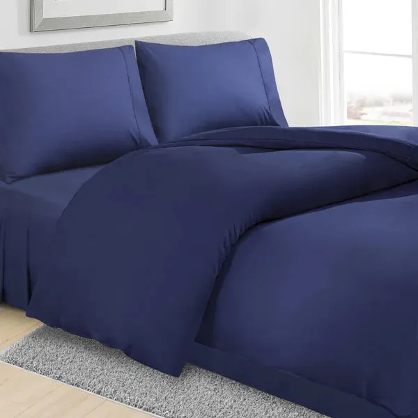 Linenova Cotton Blend Navy Quilt Cover Set