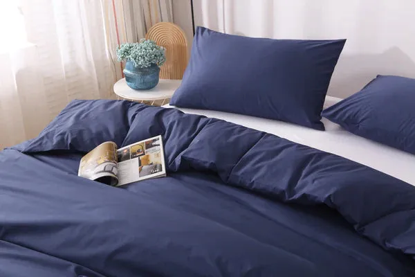 Linenova Cotton Blend Navy Quilt Cover Set