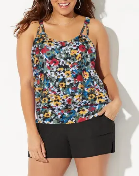 Loop Strap Blouson Tankini with Cargo Short