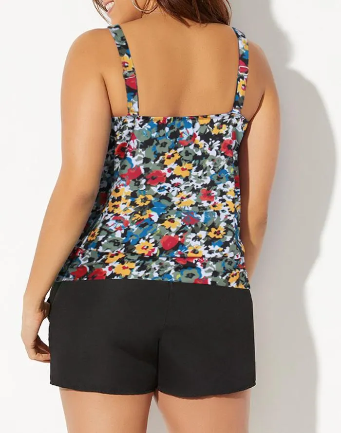 Loop Strap Blouson Tankini with Cargo Short