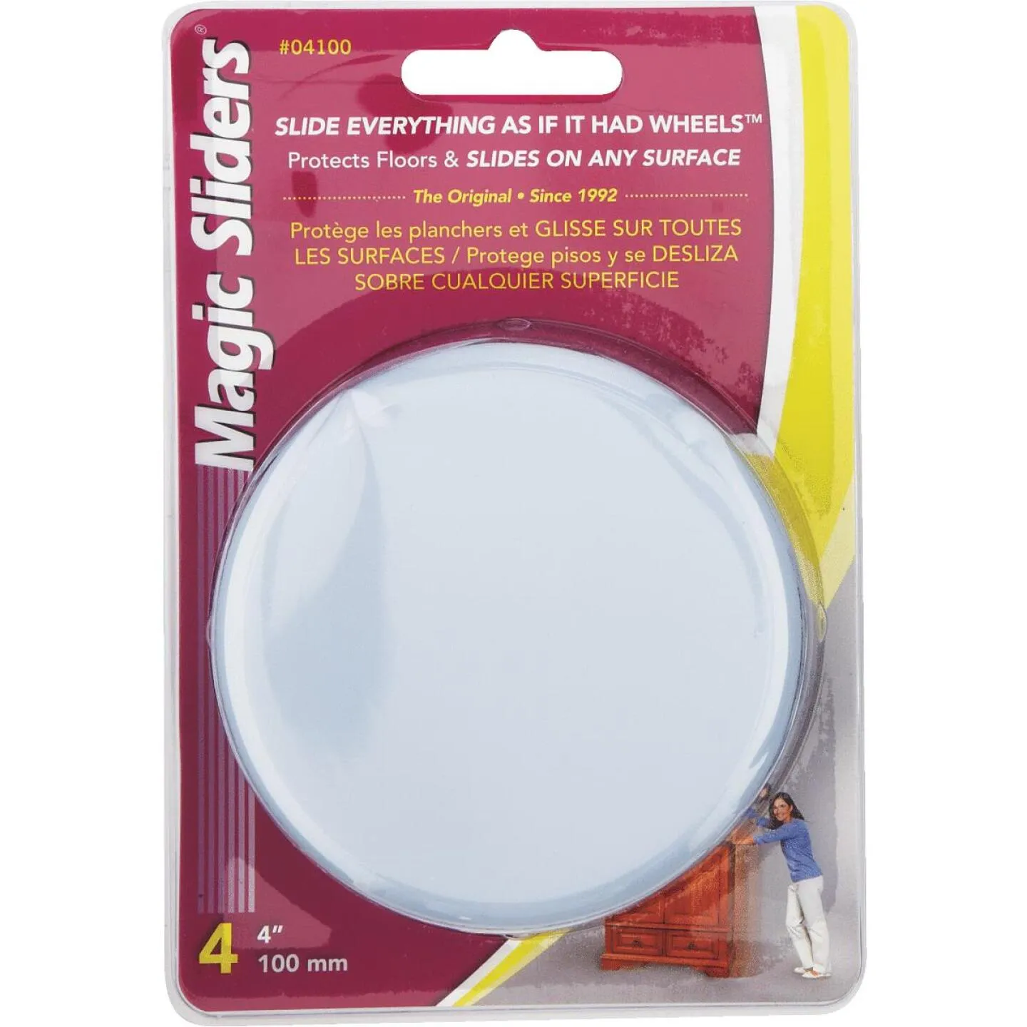 Magic Sliders 4 In. Round Furniture Glide,(4-Pack)