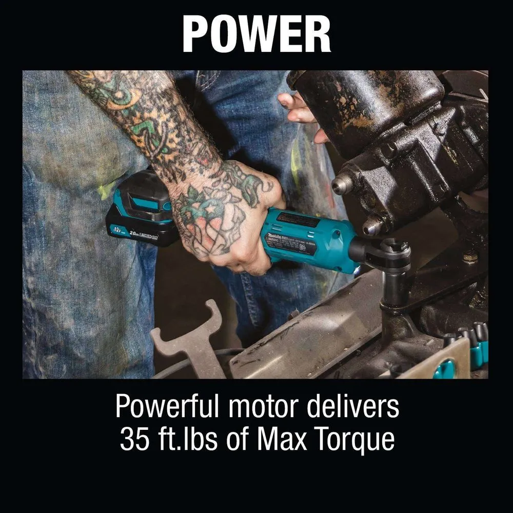 Makita RW01R1 12V max CXT® Lithium-Ion Cordless 3/8" / 1/4" Sq. Drive Ratchet Kit (2.0Ah)