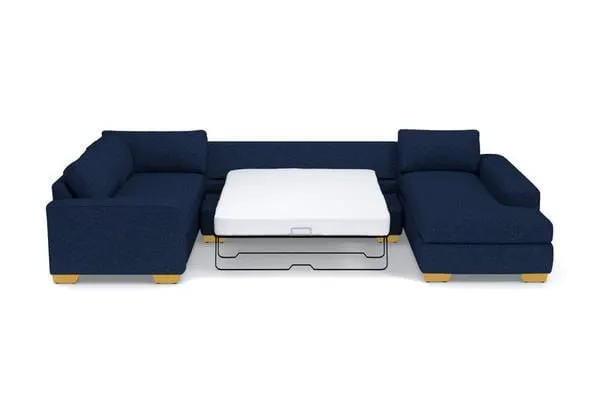 Melrose 3pc Sleeper Sectional :: Leg Finish: Natural / Configuration: LAF - Chaise on the Left / Sleeper Option: Memory Foam Mattress