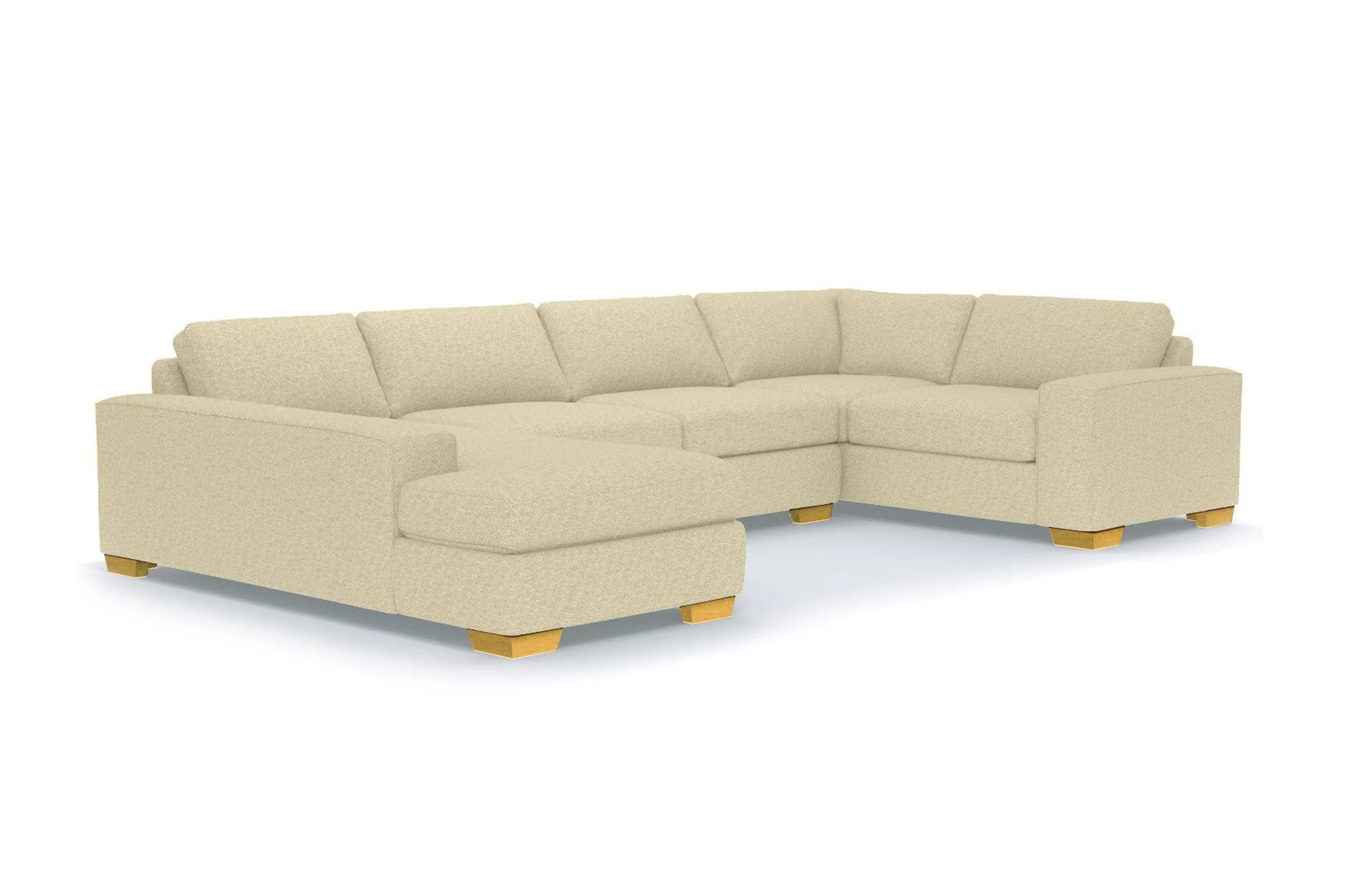 Melrose 3pc Sleeper Sectional :: Leg Finish: Natural / Configuration: LAF - Chaise on the Left / Sleeper Option: Memory Foam Mattress