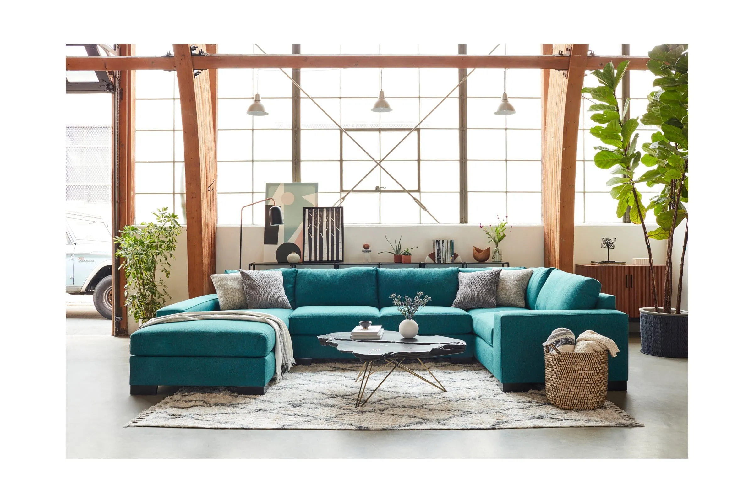 Melrose 3pc Sleeper Sectional :: Leg Finish: Natural / Configuration: LAF - Chaise on the Left / Sleeper Option: Memory Foam Mattress