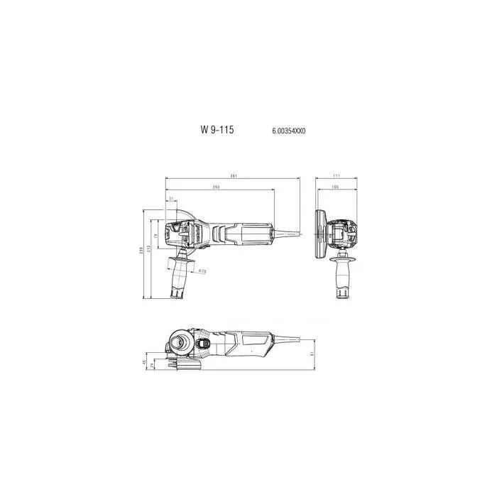 Metabo Angle Grinder W9 115mm 900W 110V