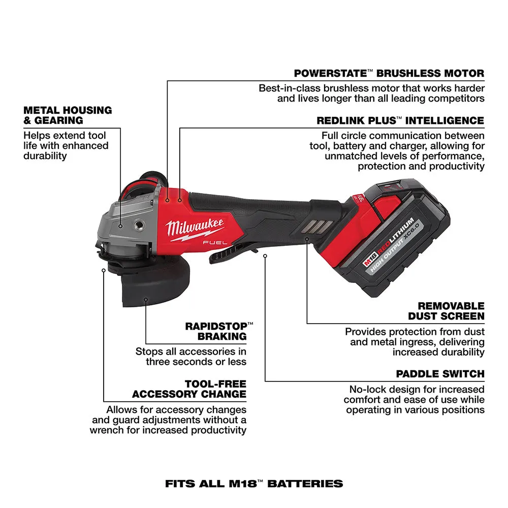 Milwaukee 2880-22 M18 FUEL™ 4-1/2" / 5" Grinder Paddle Switch, No-Lock Kit