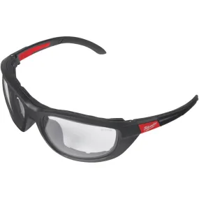 Milwaukee Red & Black Frame Gasketed High Performance Safety Glasses with Clear Lenses