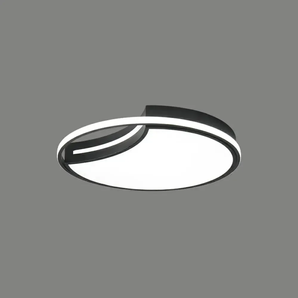 Modern Black LED Ceiling Flush Mount with Halo Ring - Minimalist Acrylic Bedroom Light Fixture