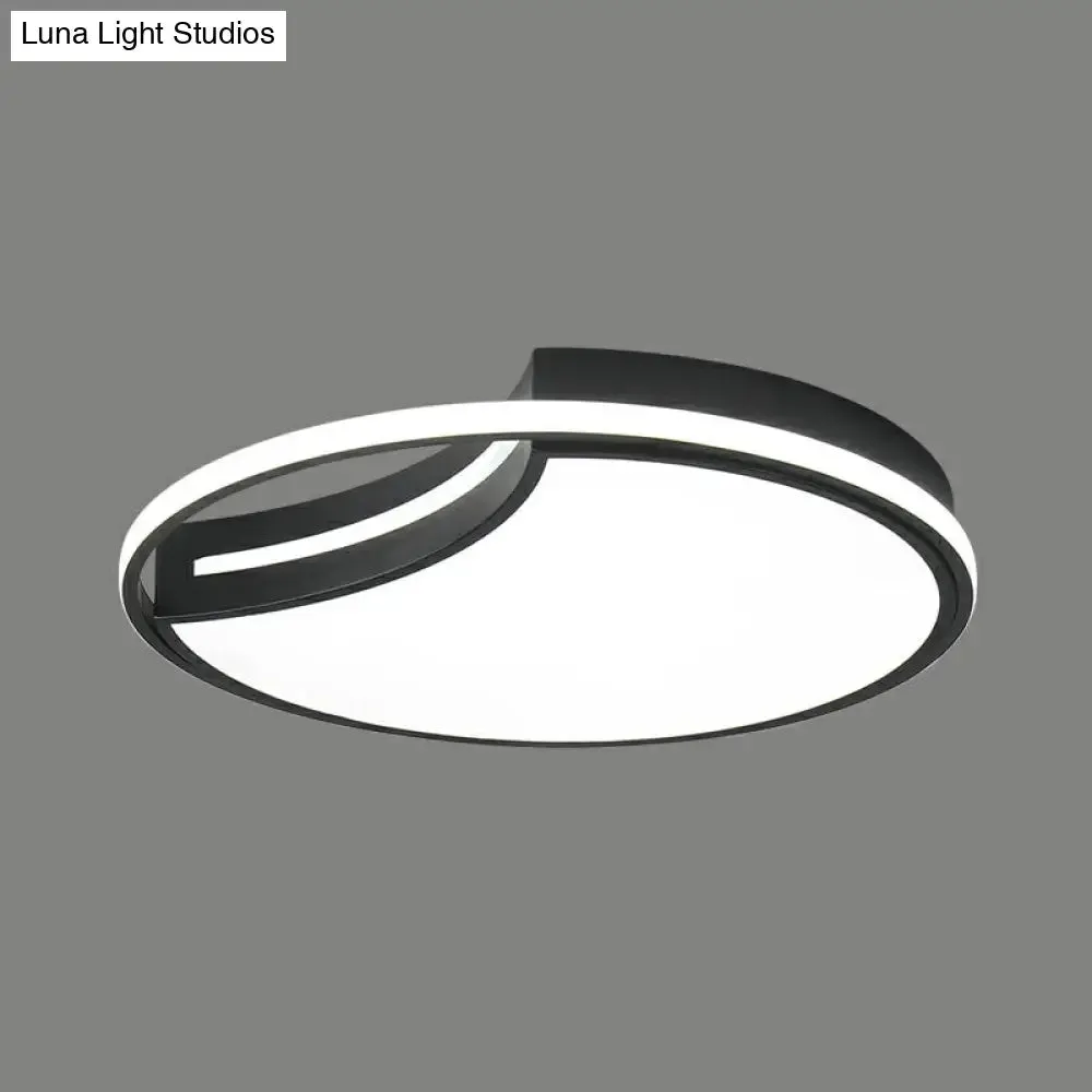 Modern Black LED Ceiling Flush Mount with Halo Ring - Minimalist Acrylic Bedroom Light Fixture